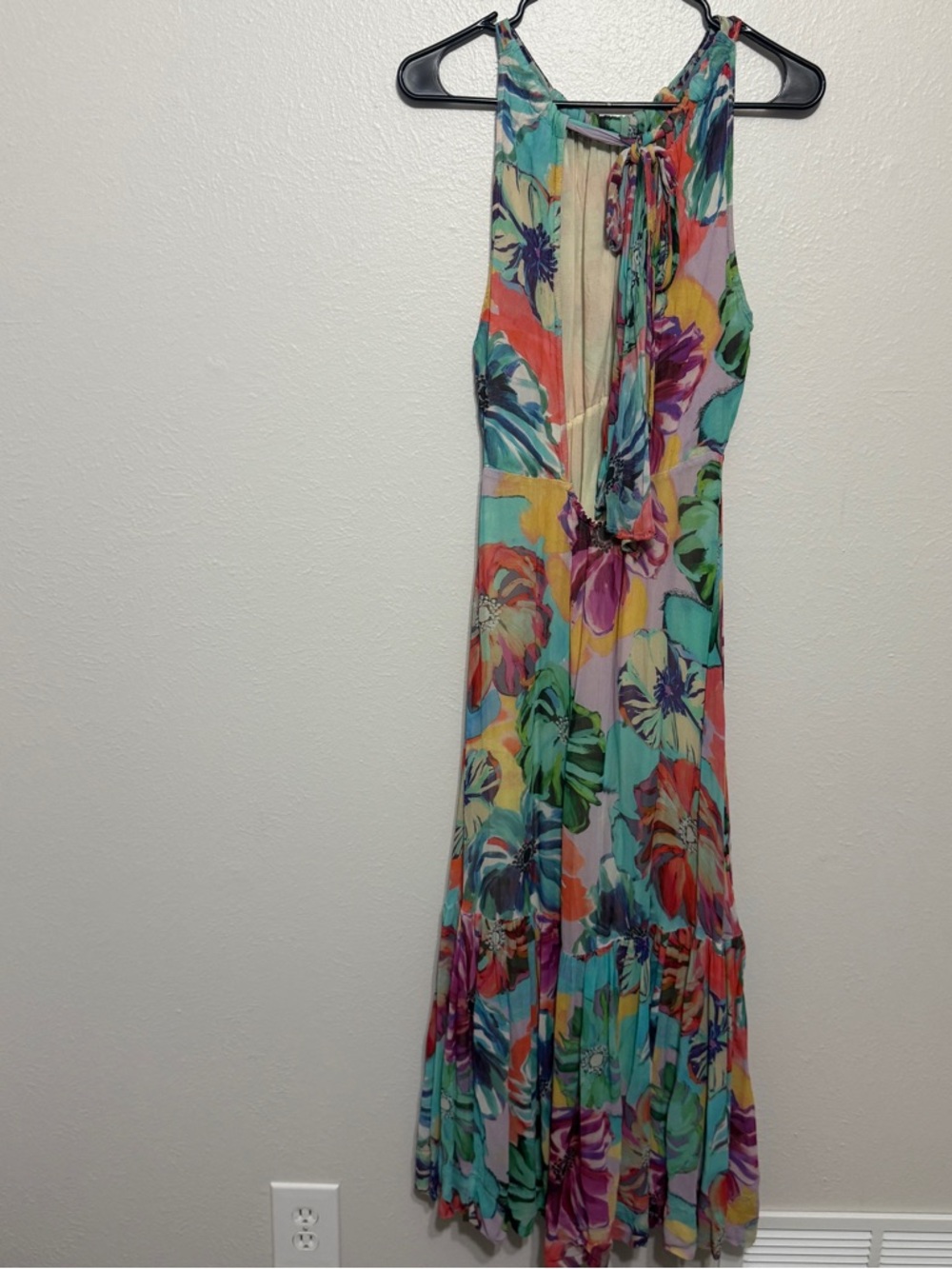 Anthropologie Maeve Floral Halter Maxi Dress Size Medium Resort - Picture 7 of 14